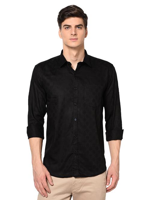 black self design casual shirt - 17175500 - Very Small Image - 1