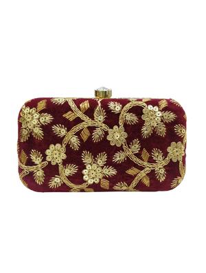maroon metal box clutch - 17175696 - Standard Image - 2