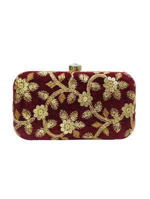 maroon metal box clutch - 17175696 -  Standard Image - 1