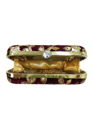 maroon metal box clutch - 17175696 - Standard Image - 3