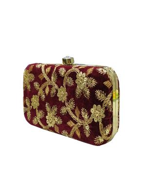 maroon metal box clutch - 17175696 - Standard Image - 4