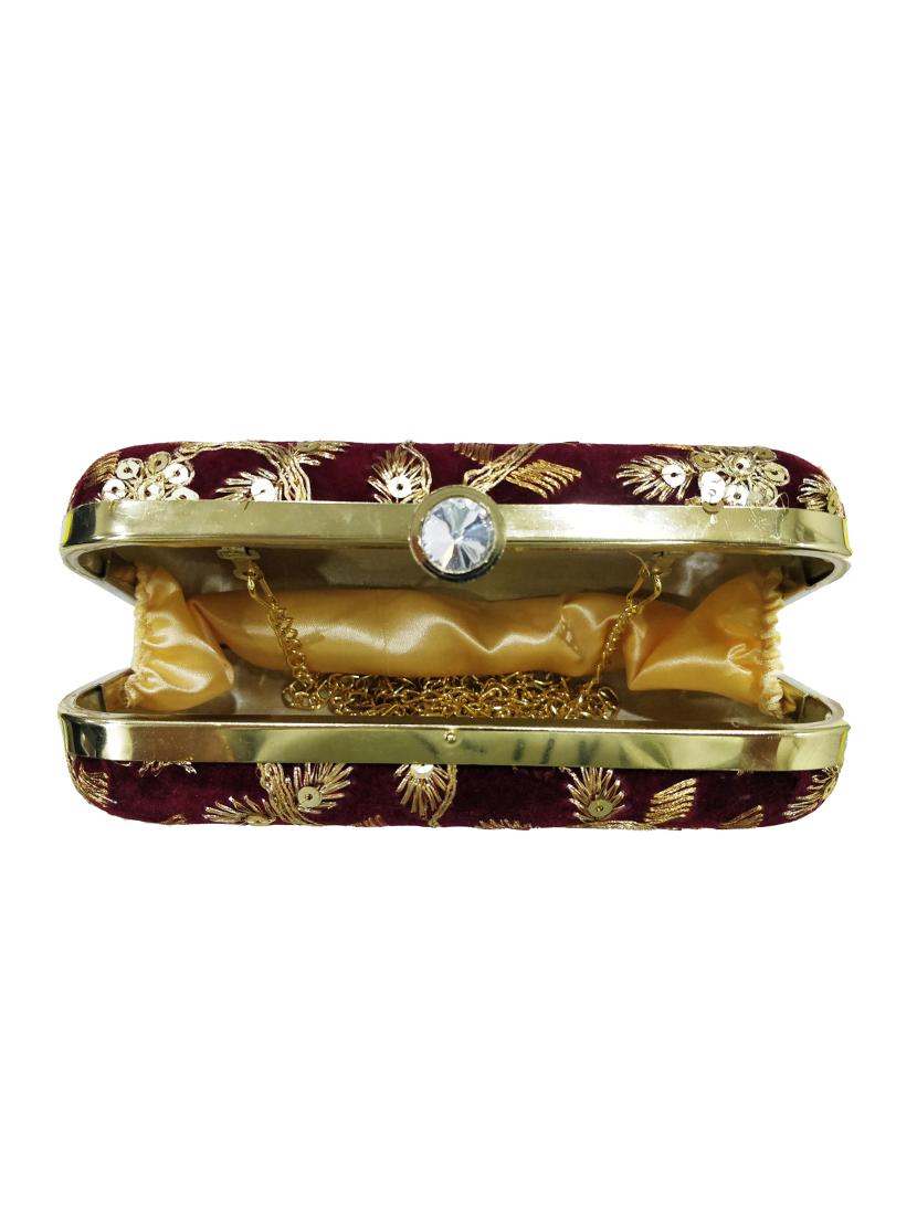 maroon metal box clutch - 17175696 - Zoom Image - 3