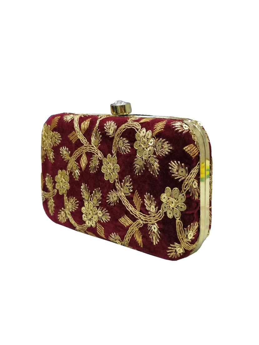 maroon metal box clutch - 17175696 - Zoom Image - 4