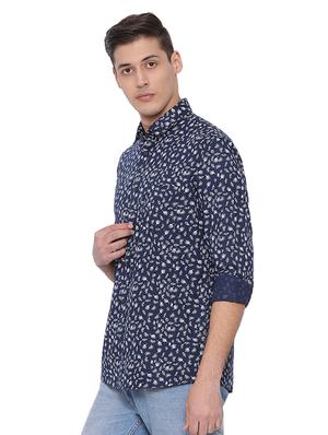 navy blue printed casual shirt - 17176402 - Standard Image - 2