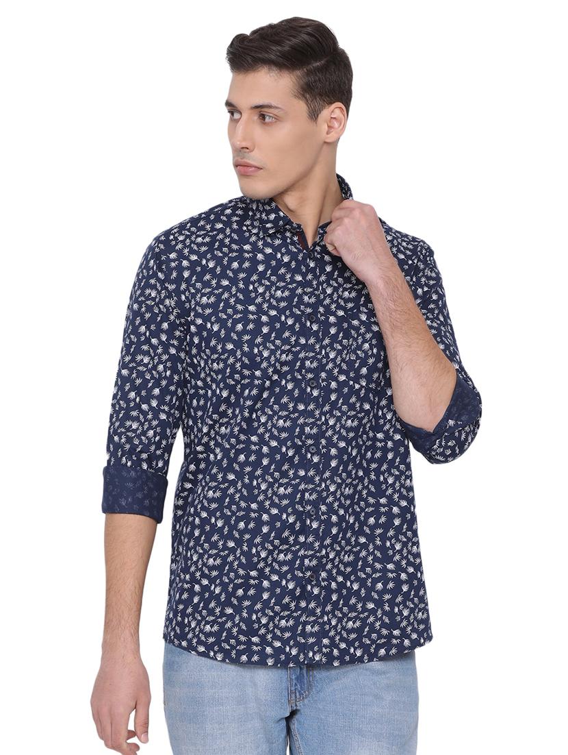 navy blue printed casual shirt - 17176402 - Zoom Image - 1
