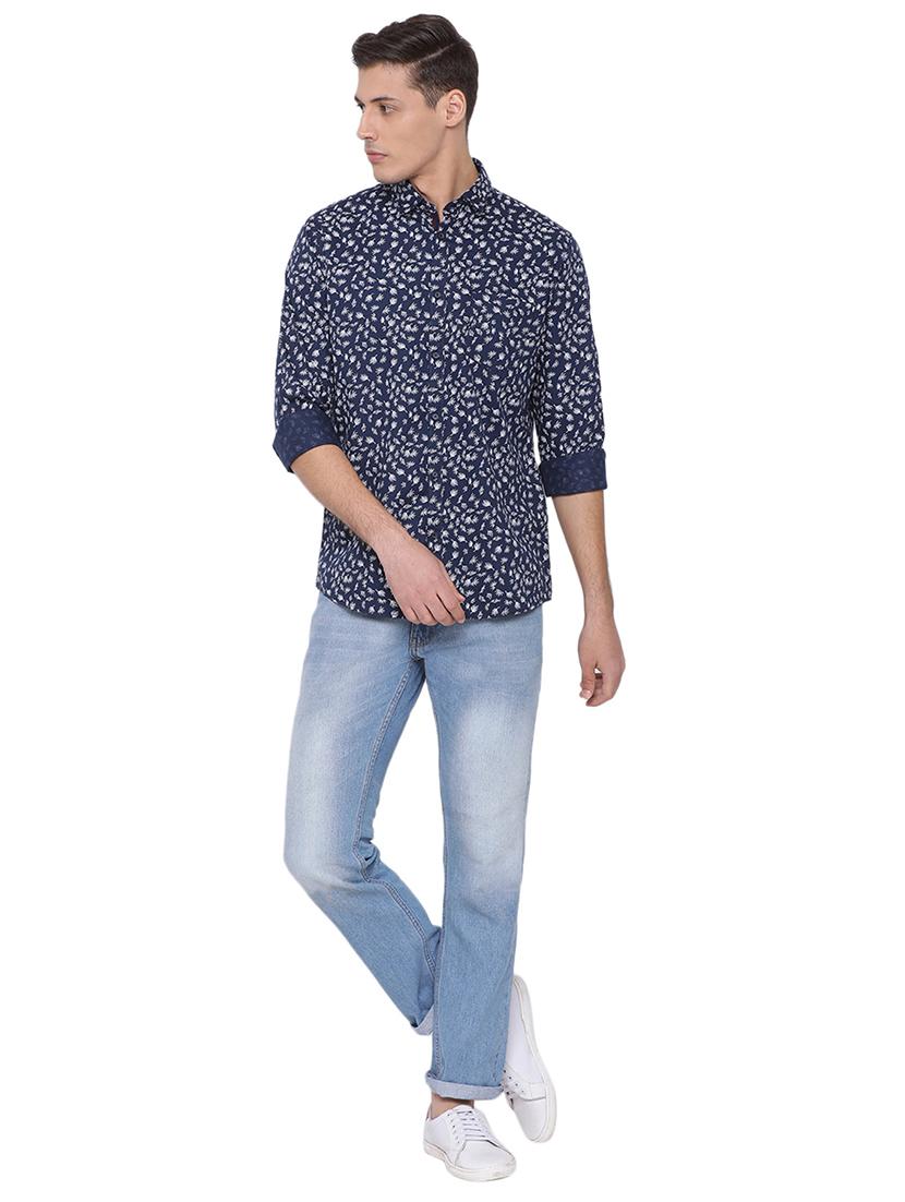 navy blue printed casual shirt - 17176402 - Zoom Image - 4