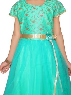 green silk blend party gown - 17176847 - Standard Image - 4