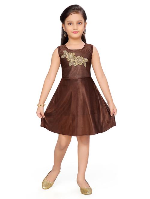 brown polyester frock - 17176857 - Standard Image - 1
