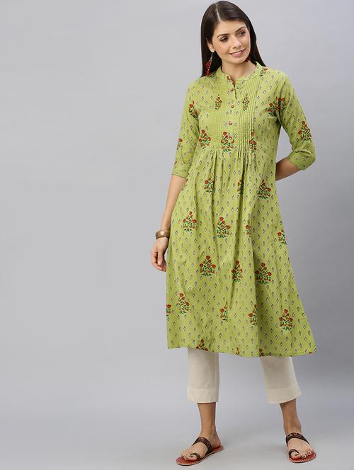 ikat print a-line kurta - 17176973 - Standard Image - 1