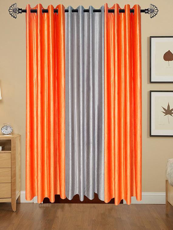 shop 24 decor 152 cm (5 feet) polyester door curtain (pack of 3) (solid, multicolor) - 17181022 - Zoom Image - 1