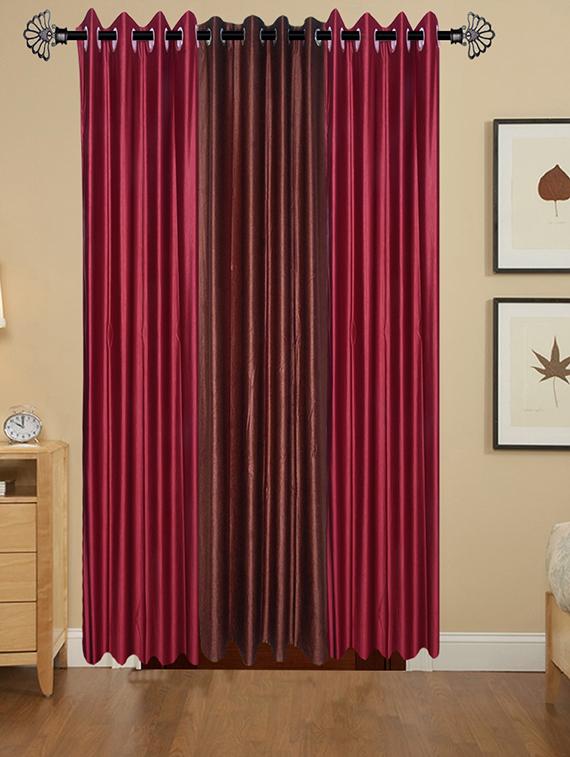 shop 24 decor 152 cm (5 feet) polyester door curtain (pack of 3)??(solid, multicolor) - 17181024 - Zoom Image - 1
