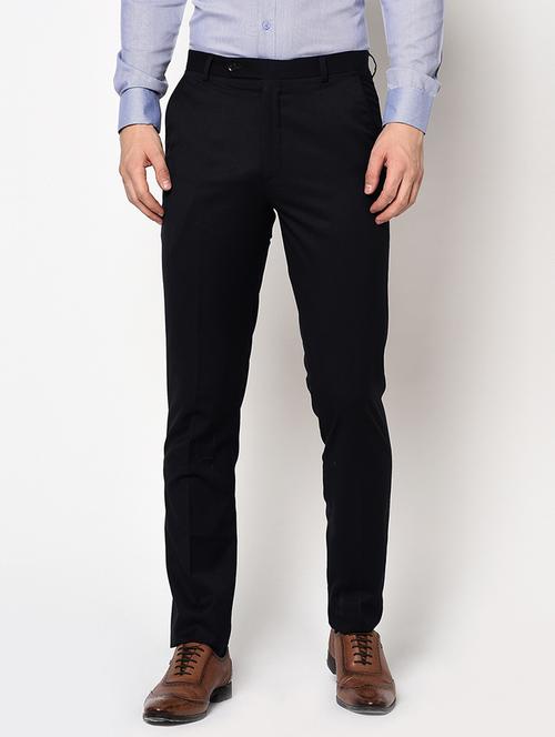black solid flat front formal trouser - 17181300 - Standard Image - 1