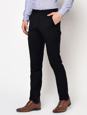 black solid flat front formal trouser - 17181300 - Standard Image - 2