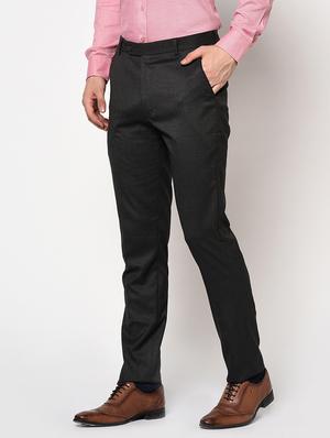grey solid flat front formal trouser - 17181302 - Standard Image - 2