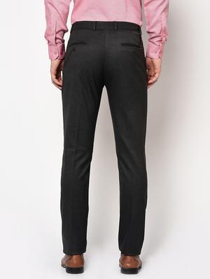 grey solid flat front formal trouser - 17181302 - Standard Image - 3