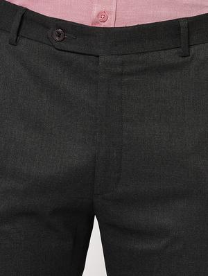 grey solid flat front formal trouser - 17181302 - Standard Image - 4