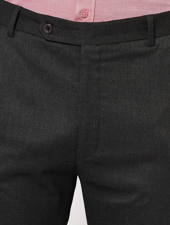 grey solid flat front formal trouser - 17181302 - Zoom Image - 4