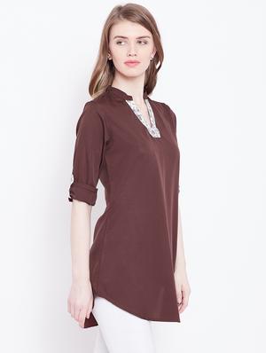 brown polyester regular tunic - 17181487 - Standard Image - 2