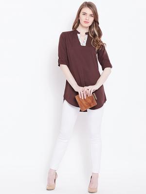 brown polyester regular tunic - 17181487 - Standard Image - 4