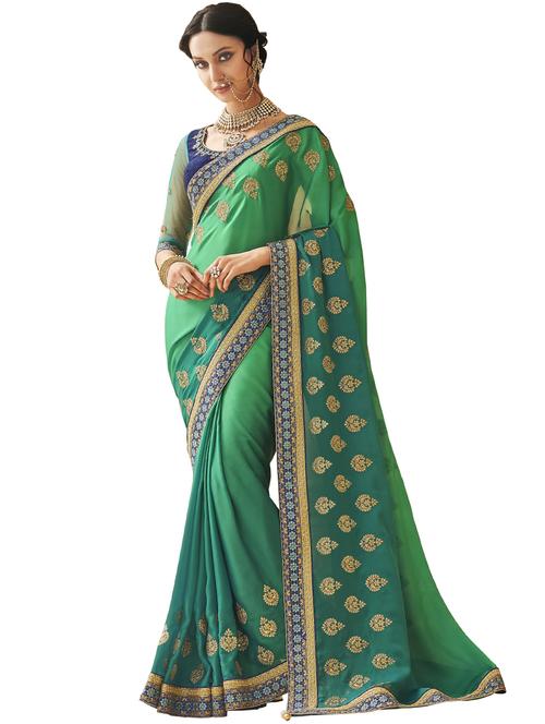 bordered embroidered saree with blouse - 17181644 - Standard Image - 1