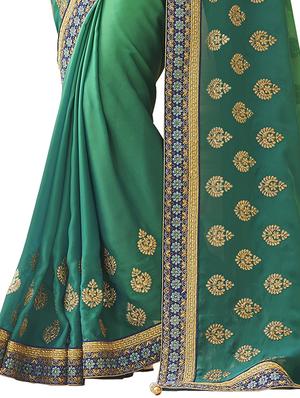 bordered embroidered saree with blouse - 17181644 - Standard Image - 2