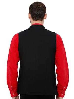black solid nehru jacket - 17181655 - Standard Image - 3