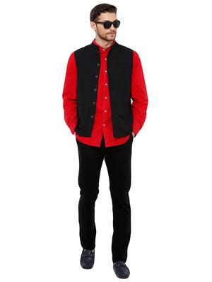 black solid nehru jacket - 17181655 - Standard Image - 4