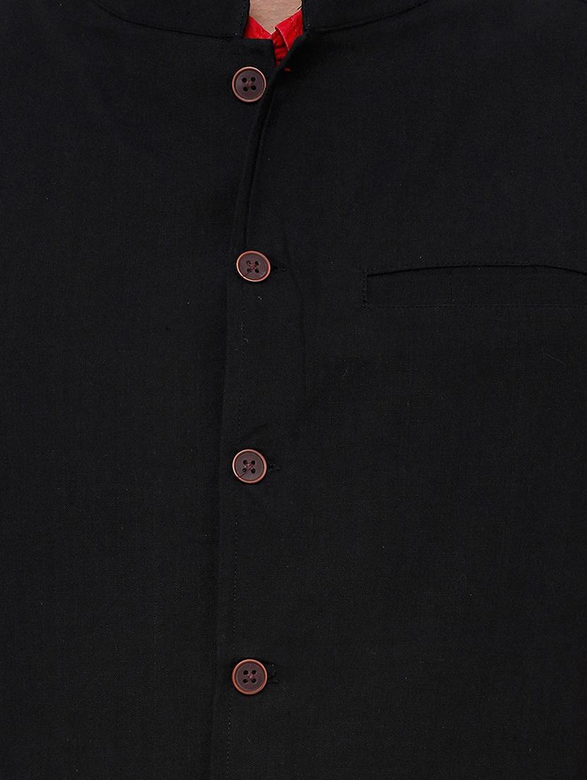 black solid nehru jacket - 17181655 - Zoom Image - 5