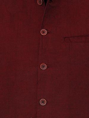 maroon solid nehru jacket - 17181659 - Standard Image - 5
