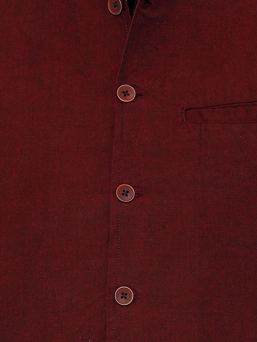 maroon solid nehru jacket - 17181659 - Zoom Image - 5