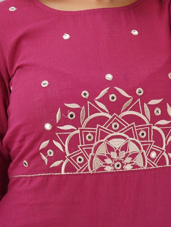 embroidered kurta palazzo set - 17181846 - Zoom Image - 4