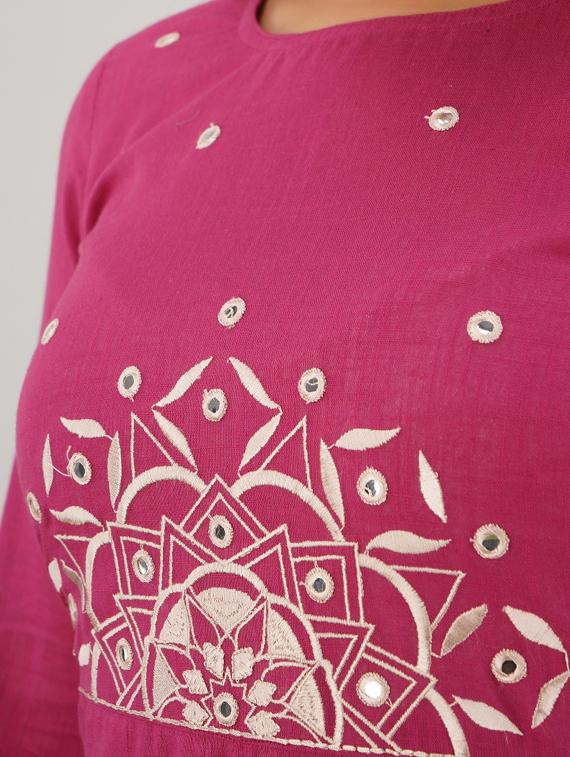 embroidered kurta palazzo set - 17181846 - Zoom Image - 5