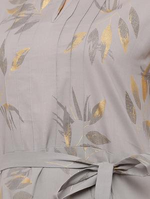 foil print tiered flare ethnic dress - 17181881 - Standard Image - 4