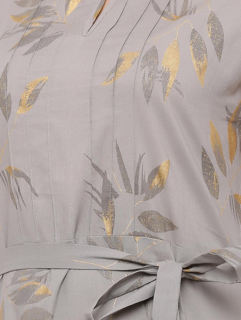 foil print tiered flare ethnic dress - 17181881 - Zoom Image - 4