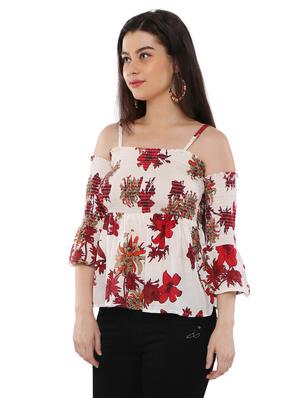 cold shoulder floral top - 17181986 - Standard Image - 2