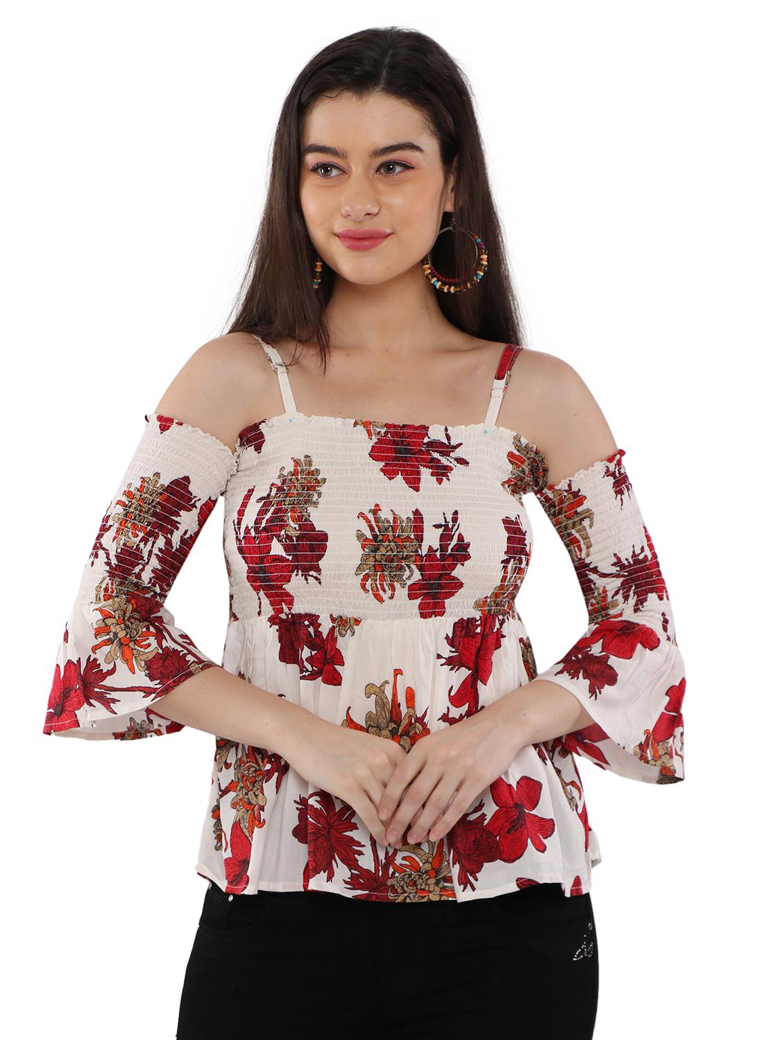 cold shoulder floral top - 17181986 - Zoom Image - 1