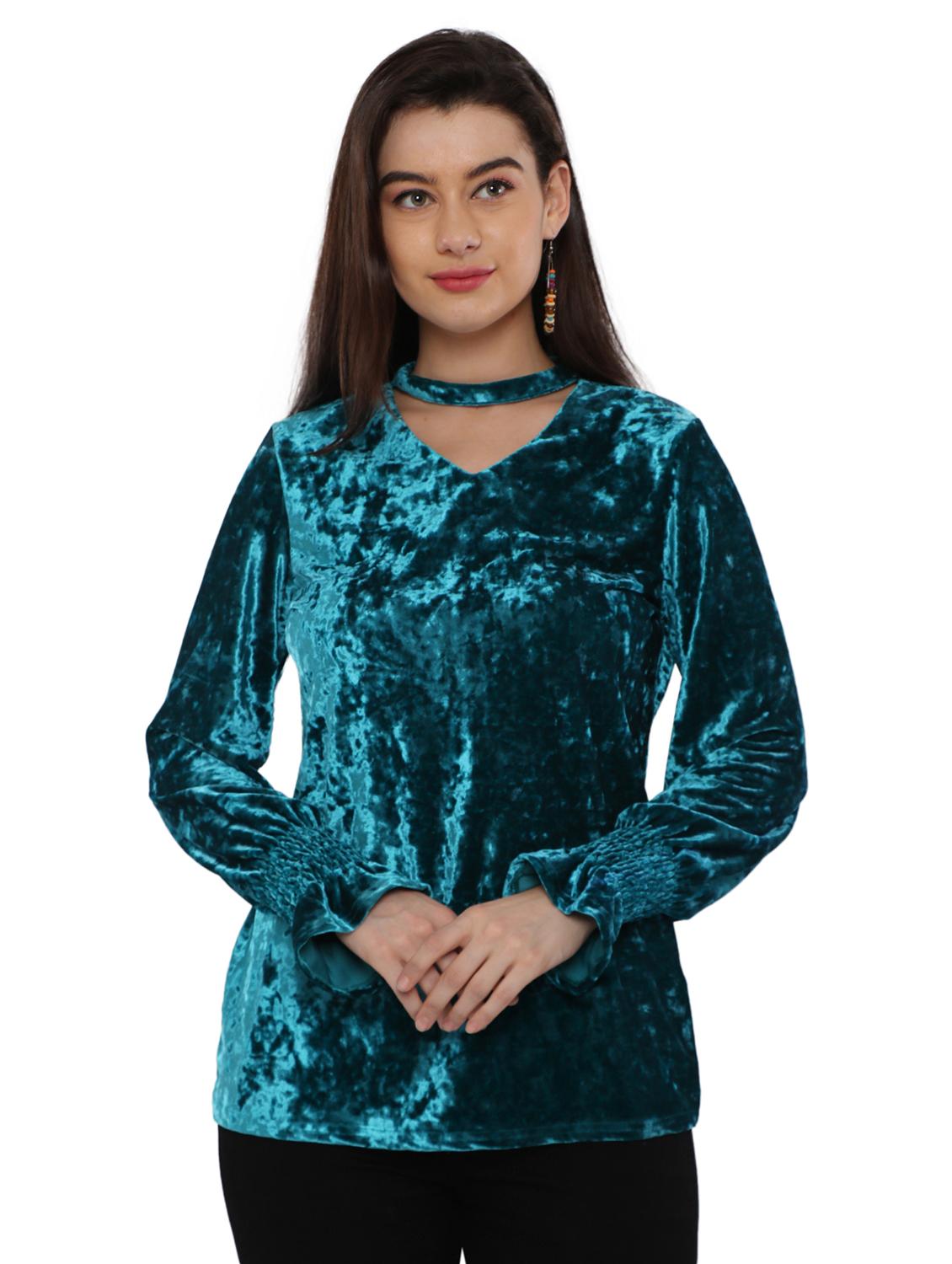 choker neck velvet top - 17181992 - Zoom Image - 1