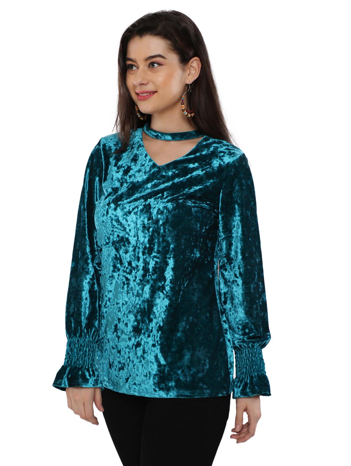 choker neck velvet top - 17181992 - Zoom Image - 2