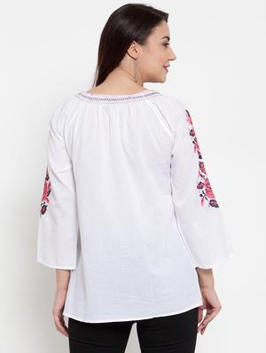 tie front embroidered top - 17182979 - Standard Image - 3