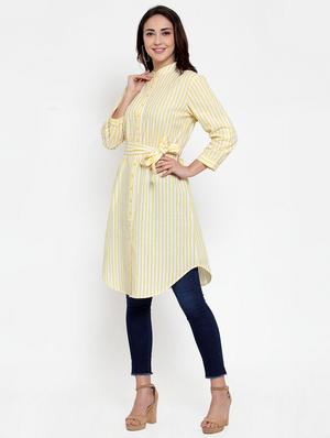 yellow rayon regular tunic - 17182990 - Standard Image - 2