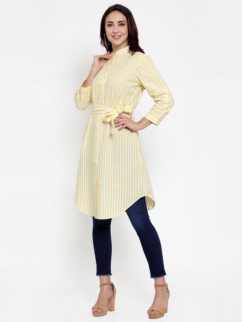 yellow rayon regular tunic - 17182990 - Zoom Image - 2