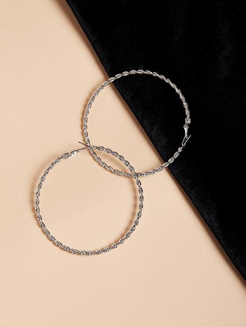 silver metal hoop earring - 17183213 - Standard Image - 1