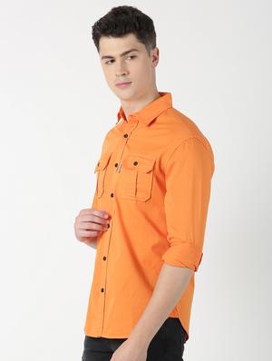 orange solid casual shirt - 17183243 - Standard Image - 2