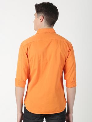 orange solid casual shirt - 17183243 - Standard Image - 3