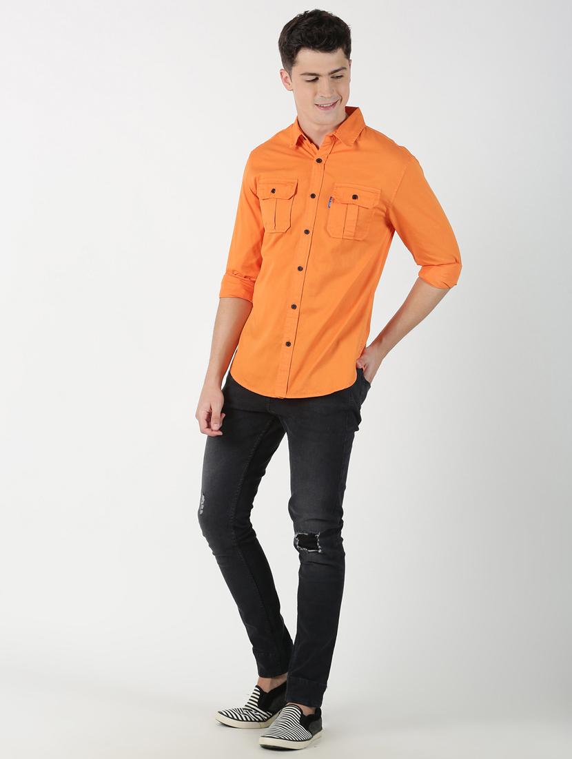 orange solid casual shirt - 17183243 - Zoom Image - 4
