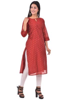 zari work straight kurta - 17183331 - Standard Image - 2