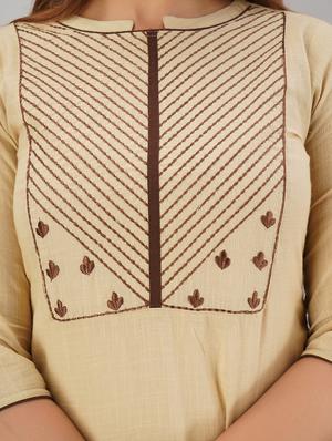 yoke embroidered straight kurta - 17183340 - Standard Image - 6