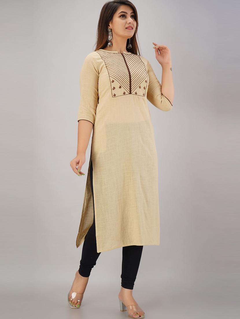 yoke embroidered straight kurta - 17183340 - Zoom Image - 3
