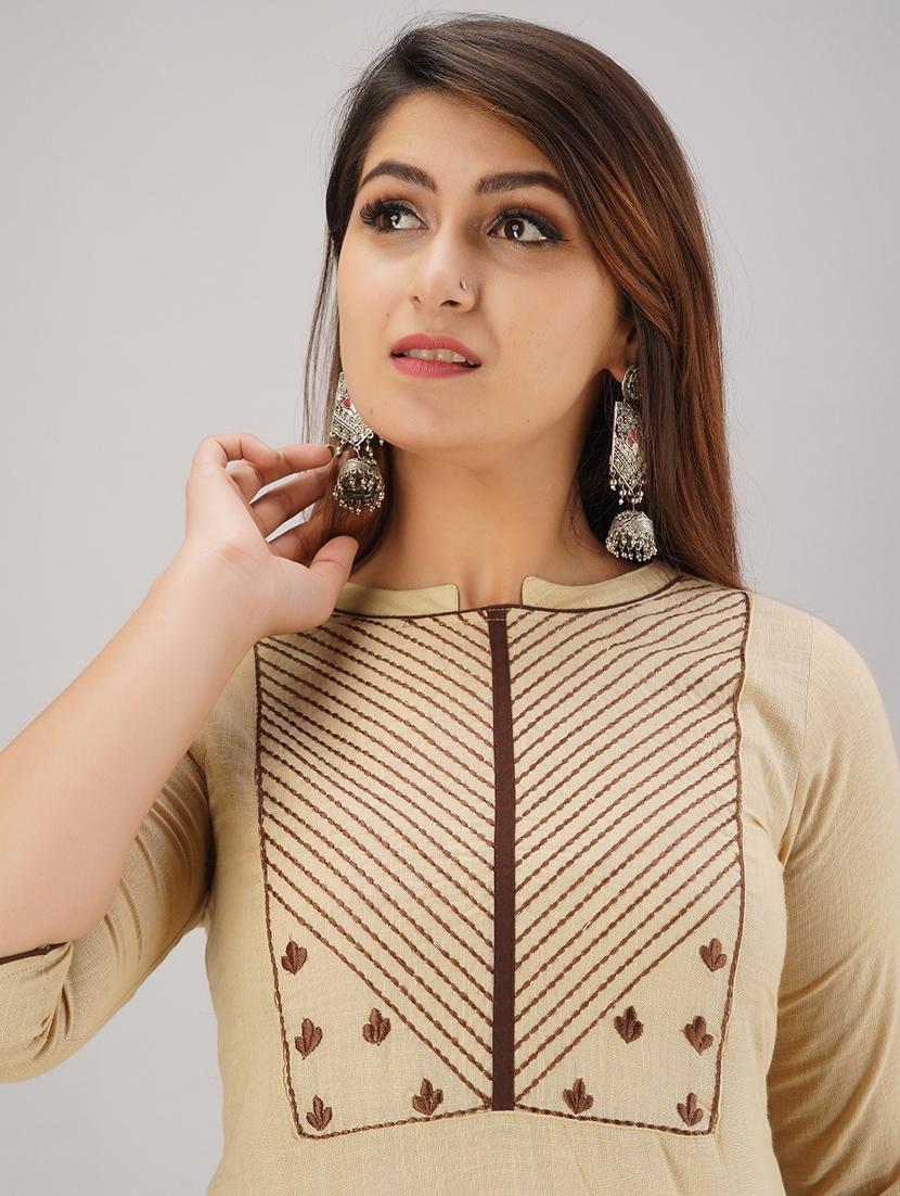 yoke embroidered straight kurta - 17183340 - Zoom Image - 5