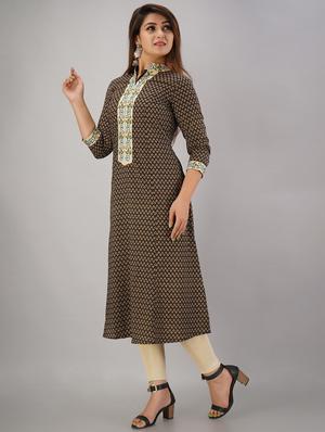 printed a-line kurta - 17183344 - Standard Image - 3